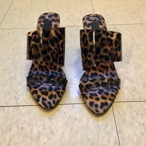 Zara Leopard Print Medium Heeled Mules, Plastic Upper